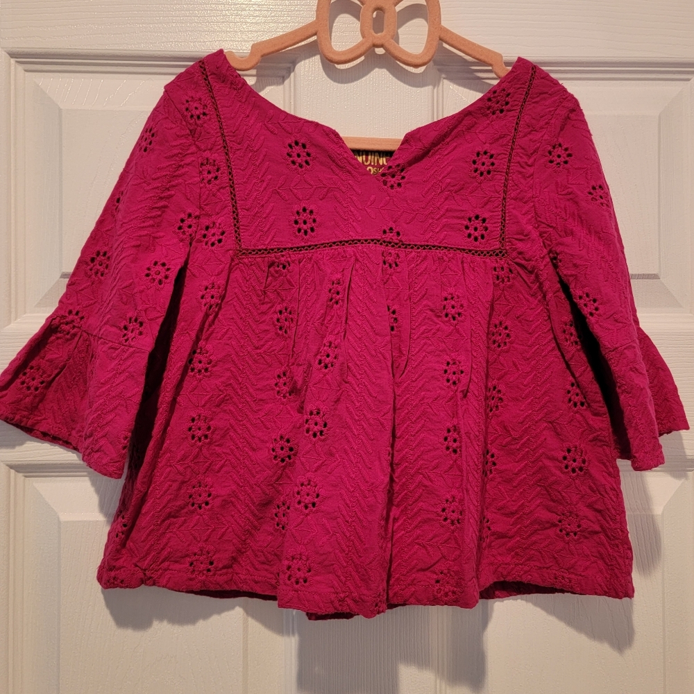 OshKosh Hot Pink/Fushia 3/4 Sleeves Eyelt Shirt 4T